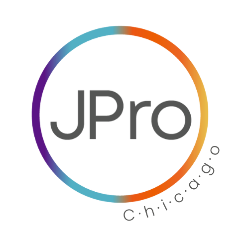 Circle in a range of colors with JPro in the center and the word "Chicago" around the side