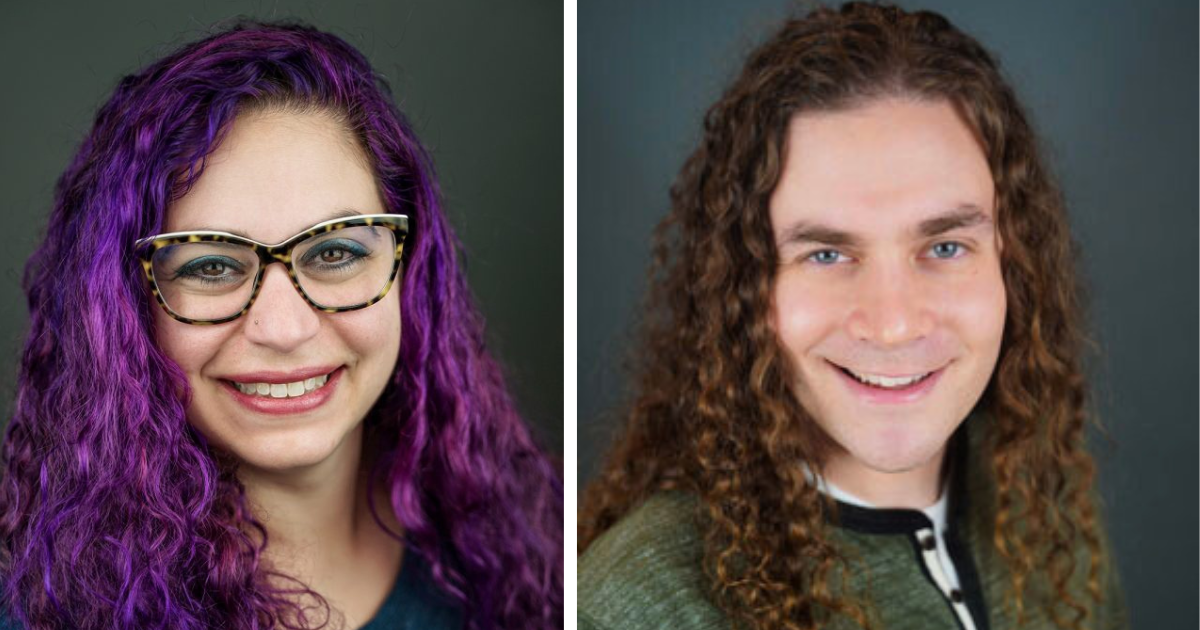 Headshots of two young adults