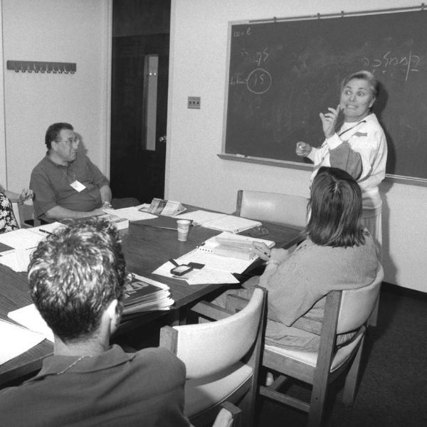 Students learning with a dynamic faculty member