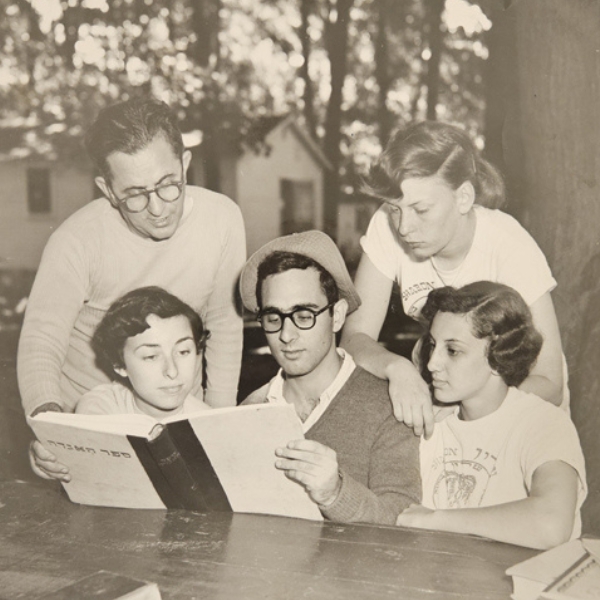 Campers studying Hebrew at CJS's Camp Sharon, 1950s