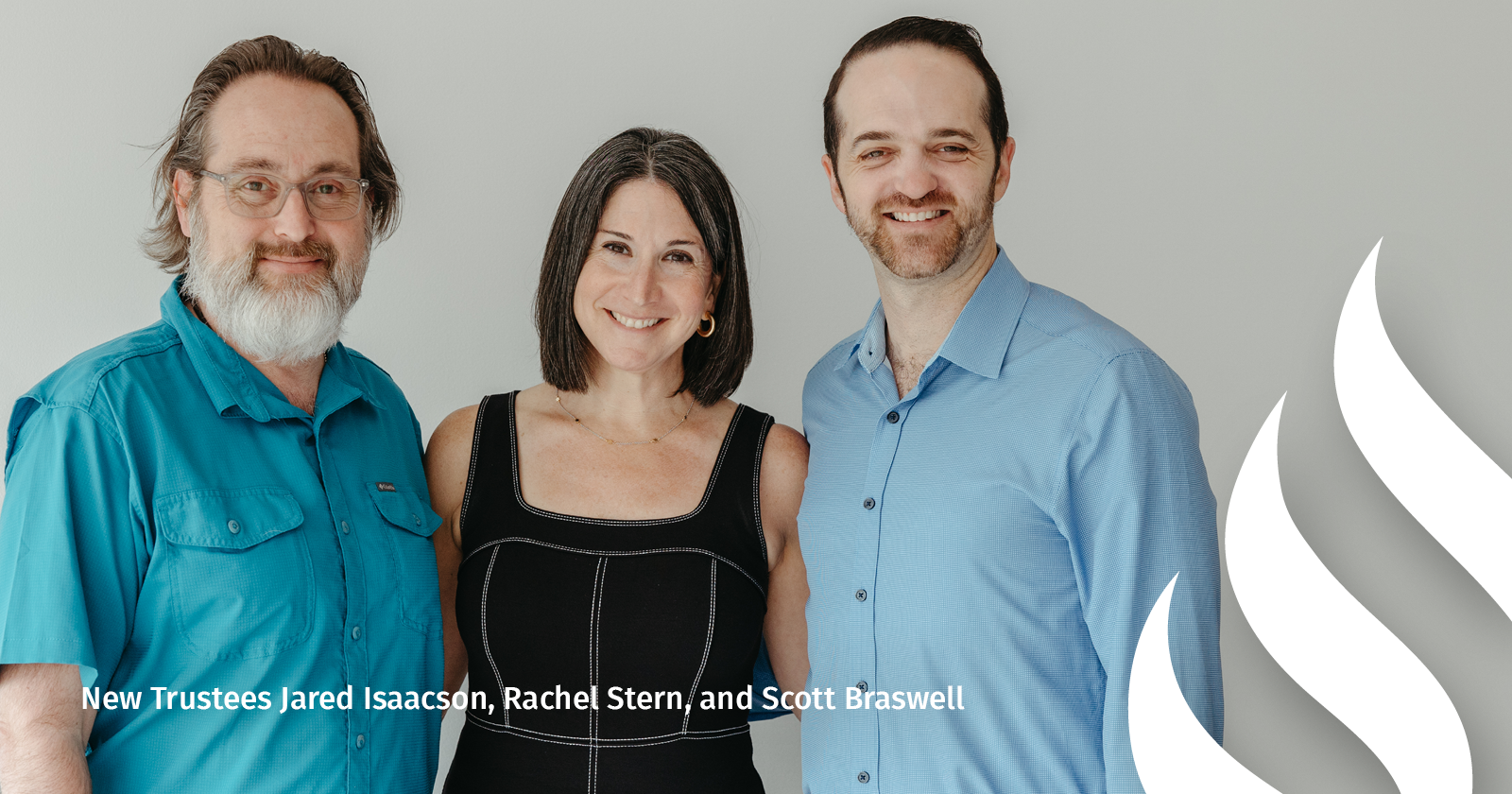 Photograph of New Trustees: Jared Isaacson, Rachel Stern, and Scott Braswell 