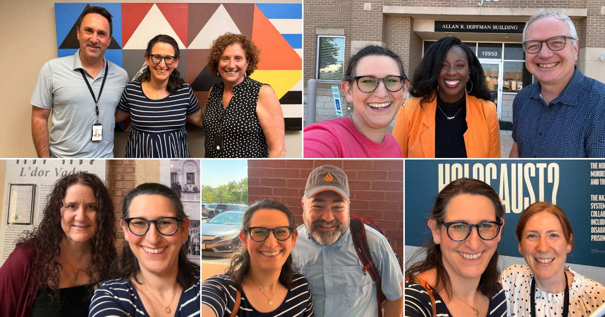 Collage featuring students and faculty at the Summer 2026 Seminar at Spertus enjoying lunch and connecting with each other